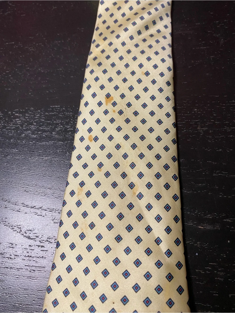 Men's Yellow Patterned Silk Tie - Classic Polka Design